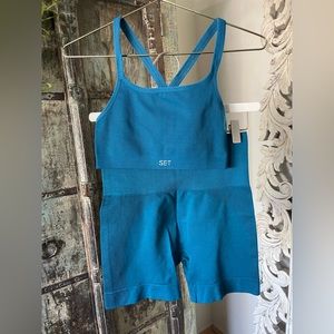 Set Active Sculptflex Bra And Biker Shorts In Cove